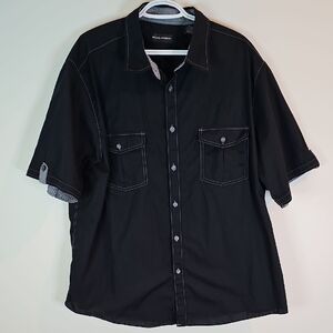 Michael Brandon Black Casual Button-Down Shirt